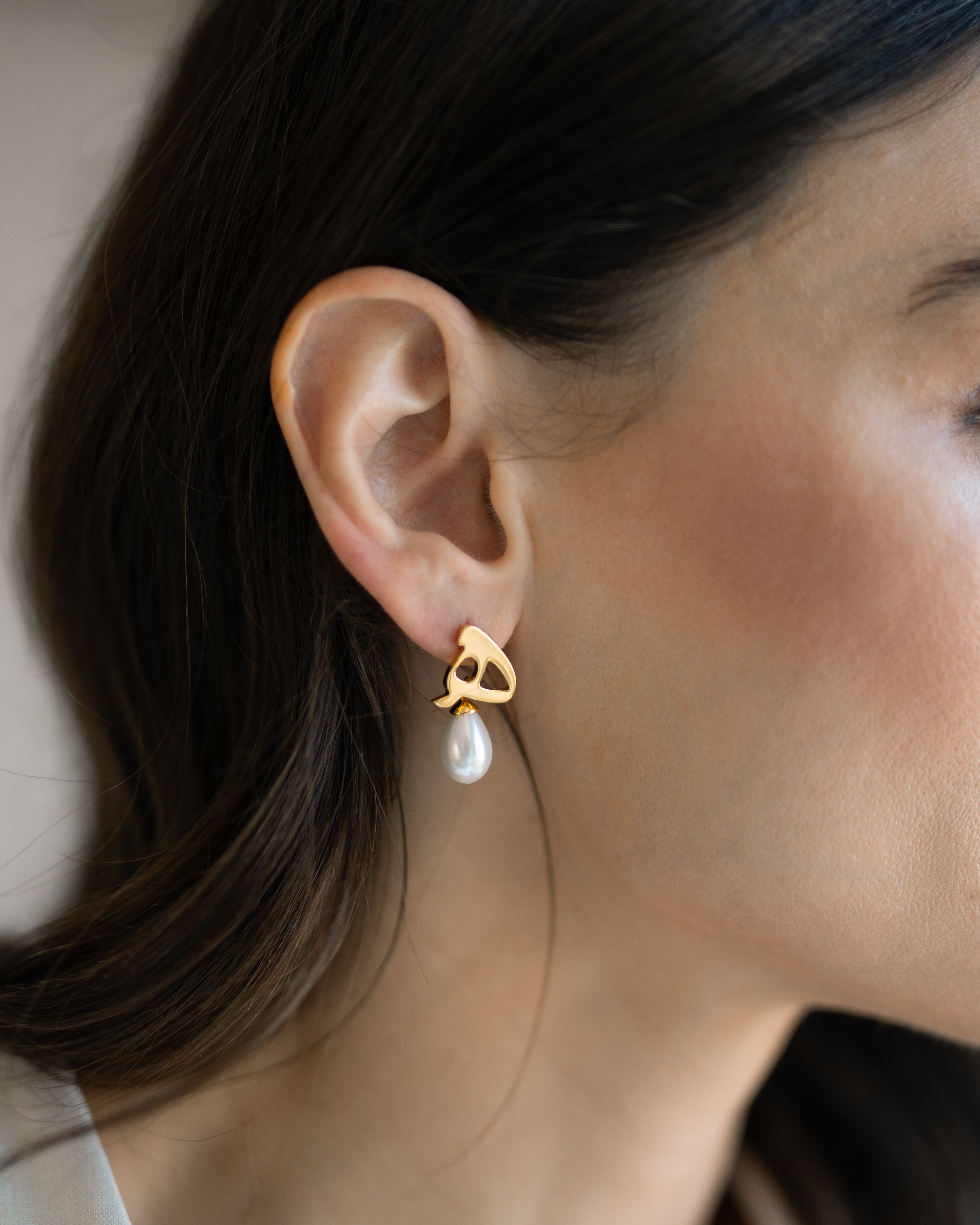 Calligraphed Letter Earrings أ