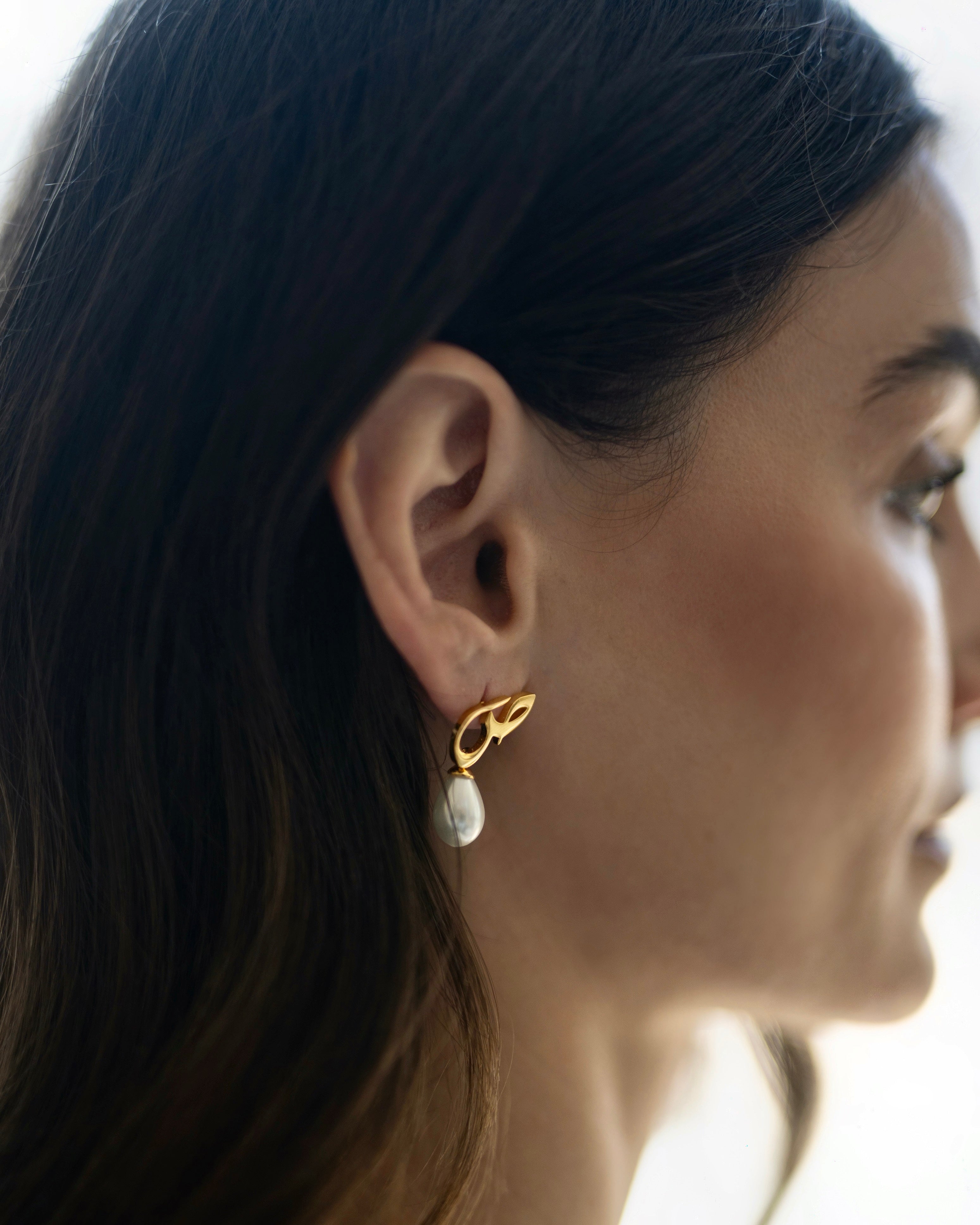 Calligraphed Letter Earrings ص