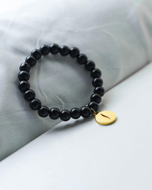 Shiny Black Bead Bracelet