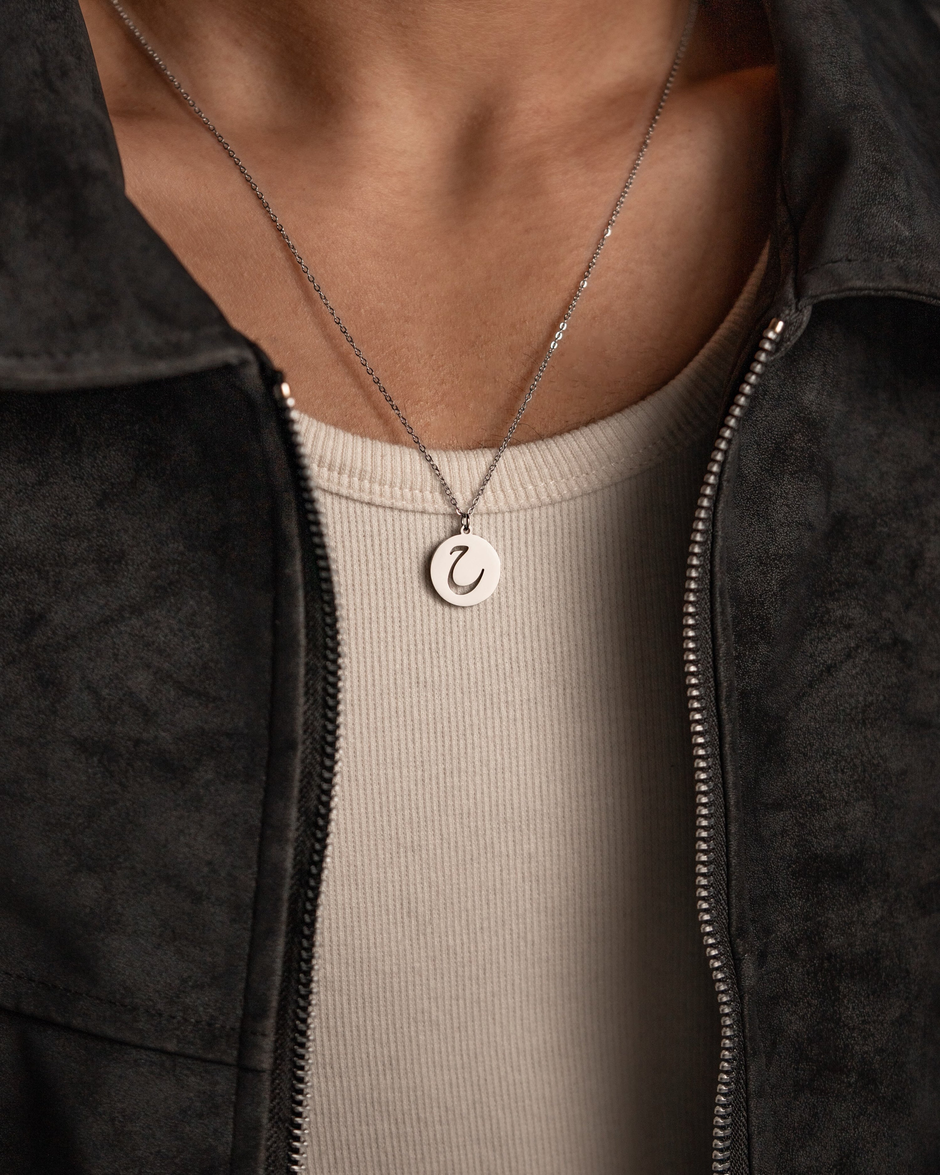 Initial Necklace (Silver) د