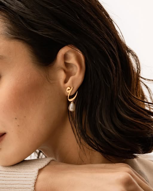 Calligraphed Initial Earrings ع