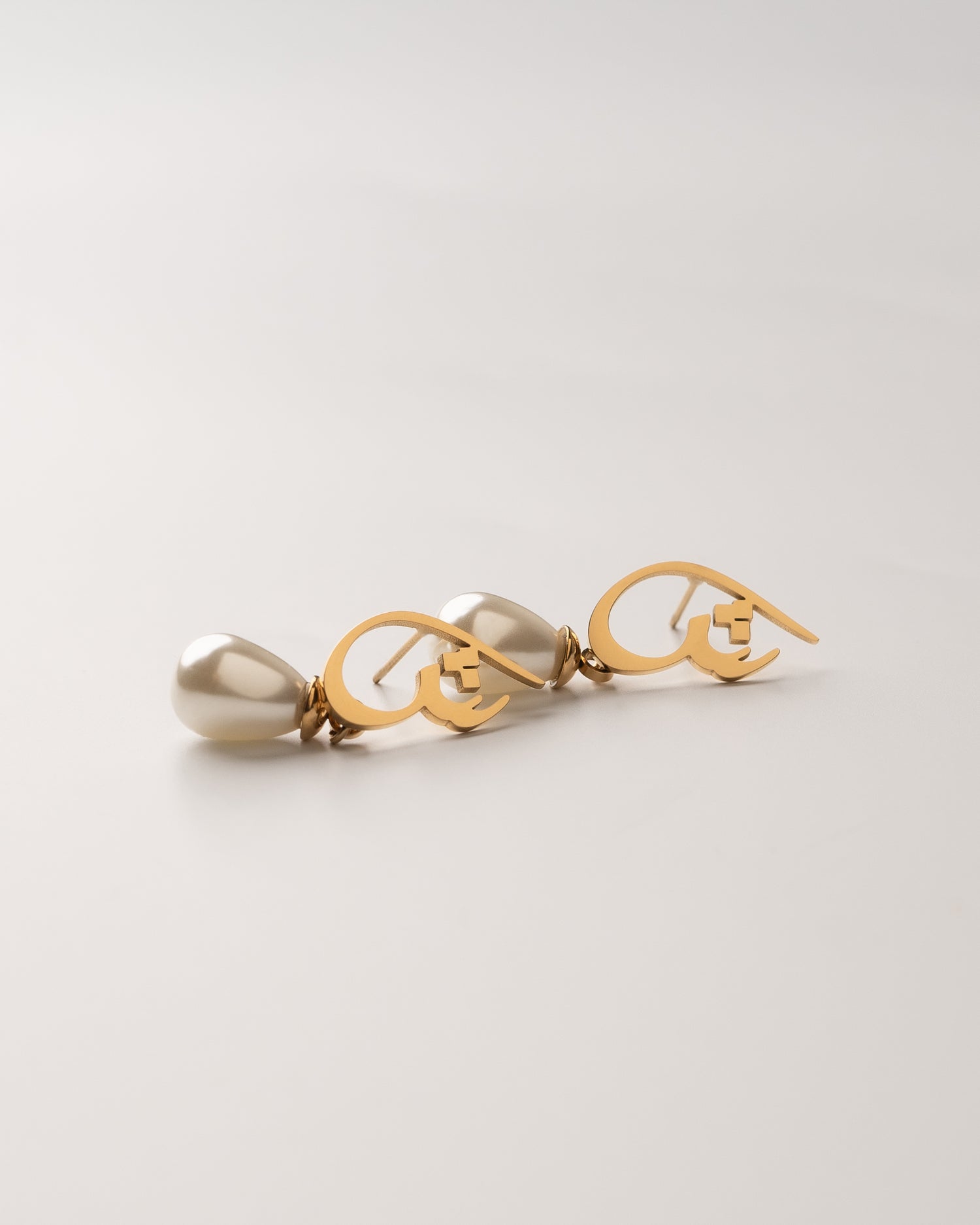 Calligraphed Letter Earrings ش