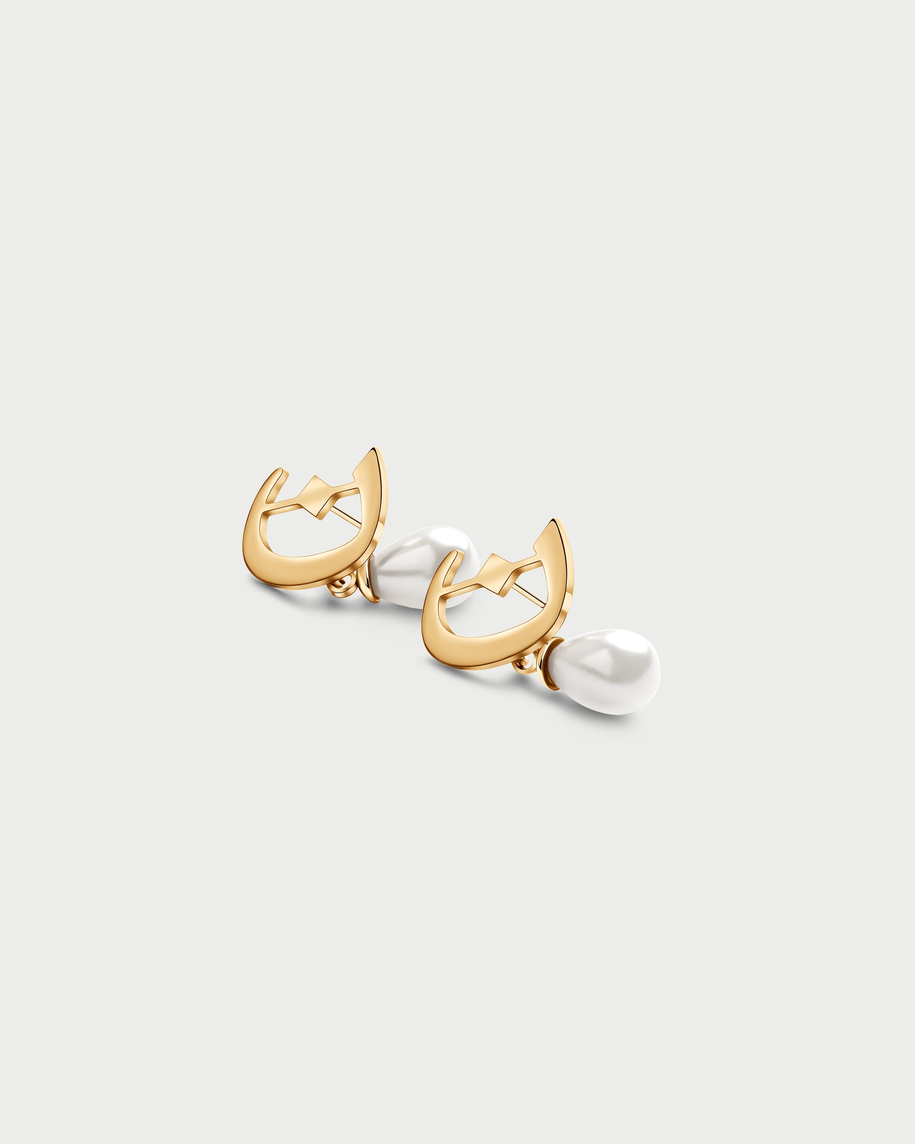 Calligraphed Initial Earrings ن