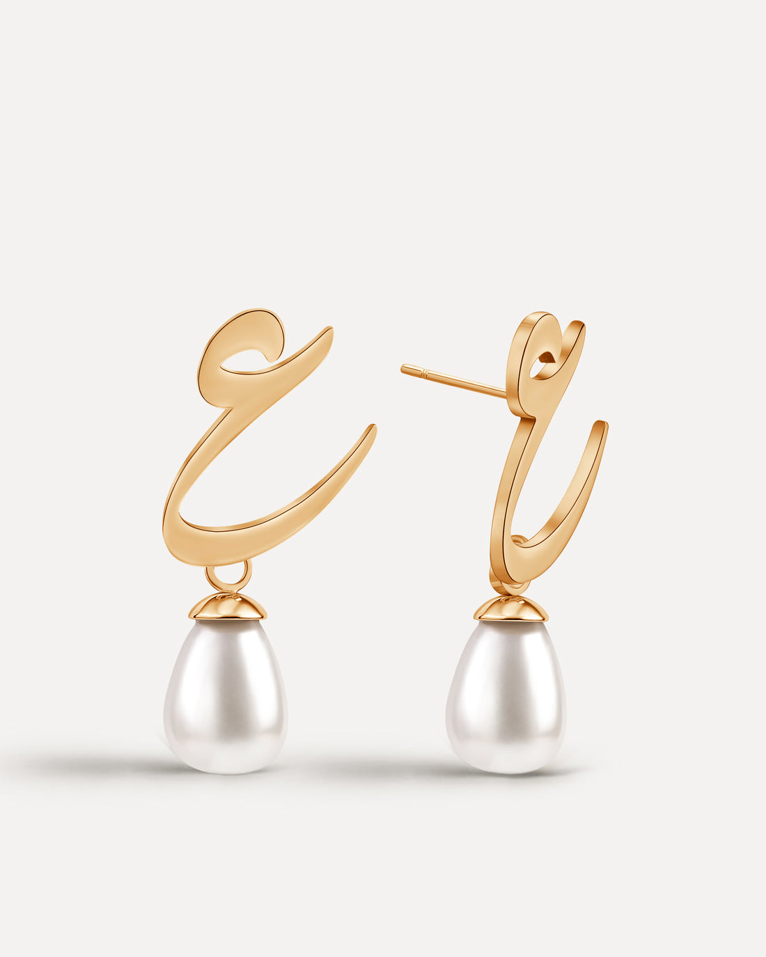 Calligraphed Initial Earrings ع