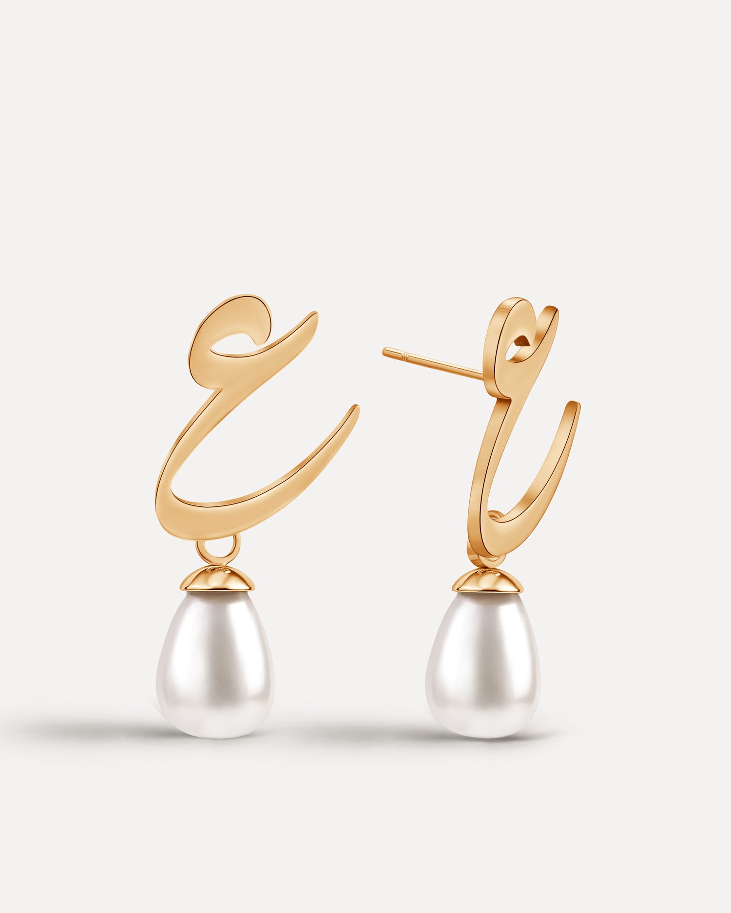 Calligraphed Initial Earrings ع