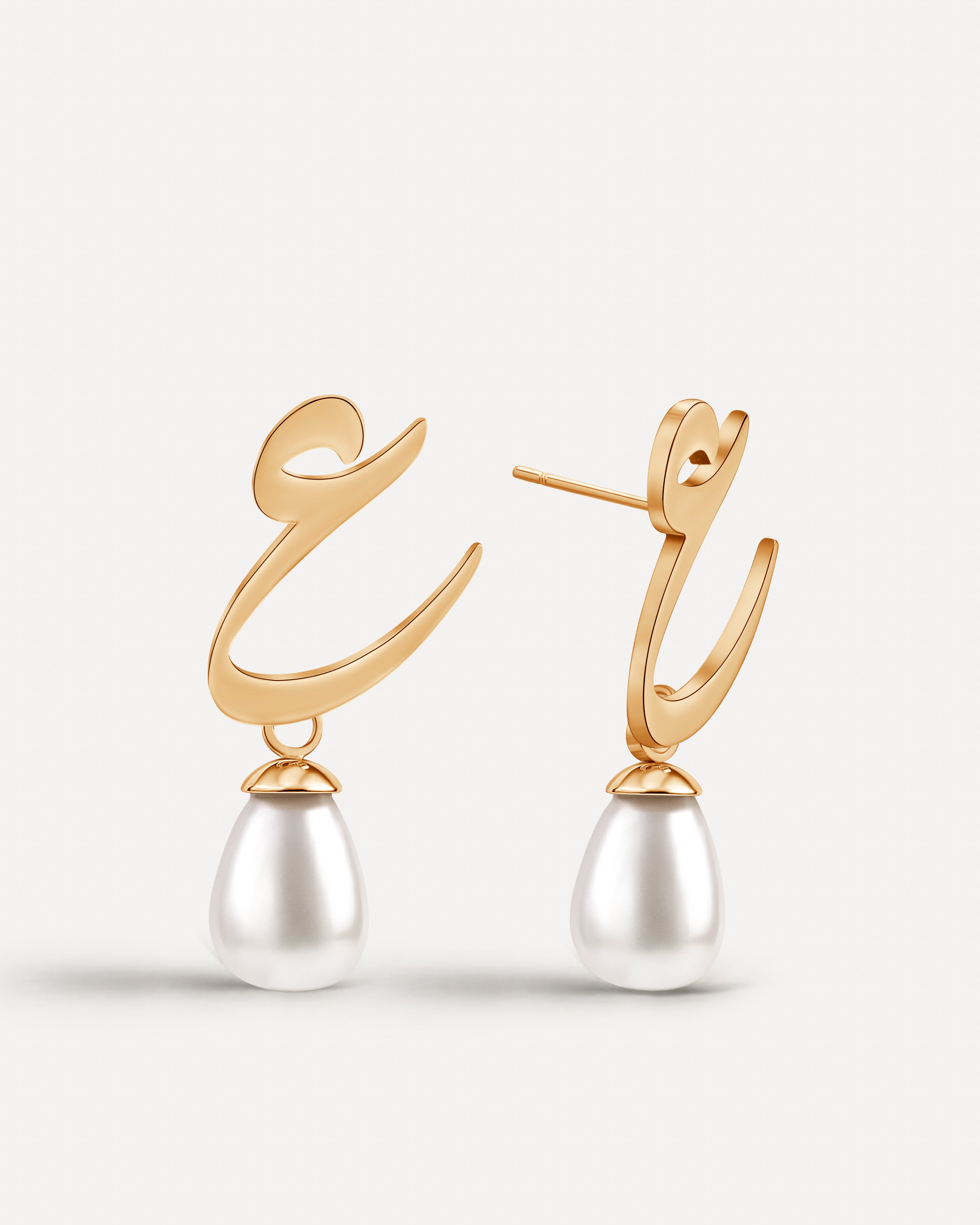 Calligraphed Initial Earrings ع