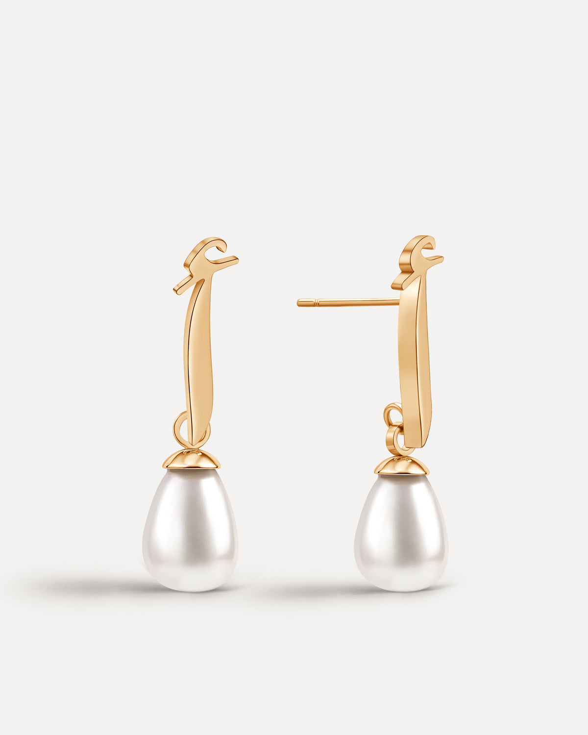 Calligraphed Initial Earrings أ