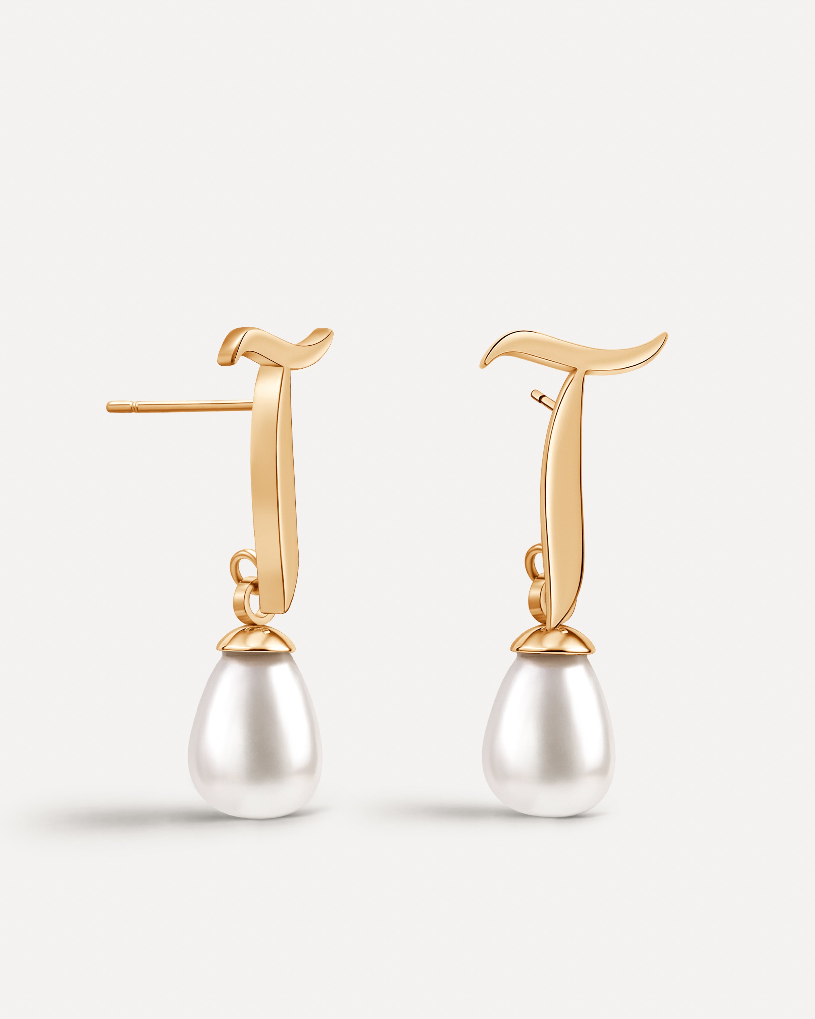 Calligraphed Initial Earrings آ
