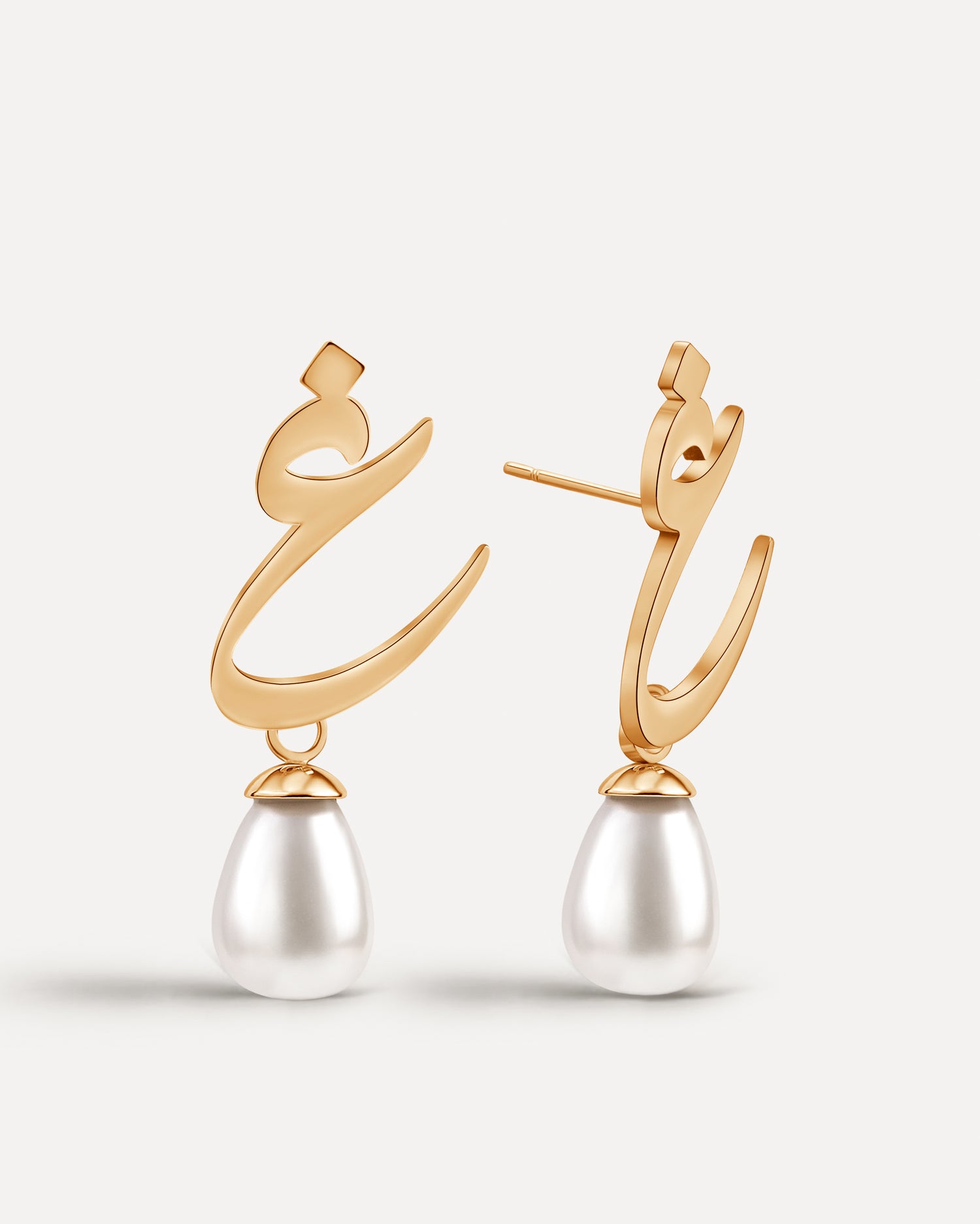 Calligraphed Initial Earrings غ