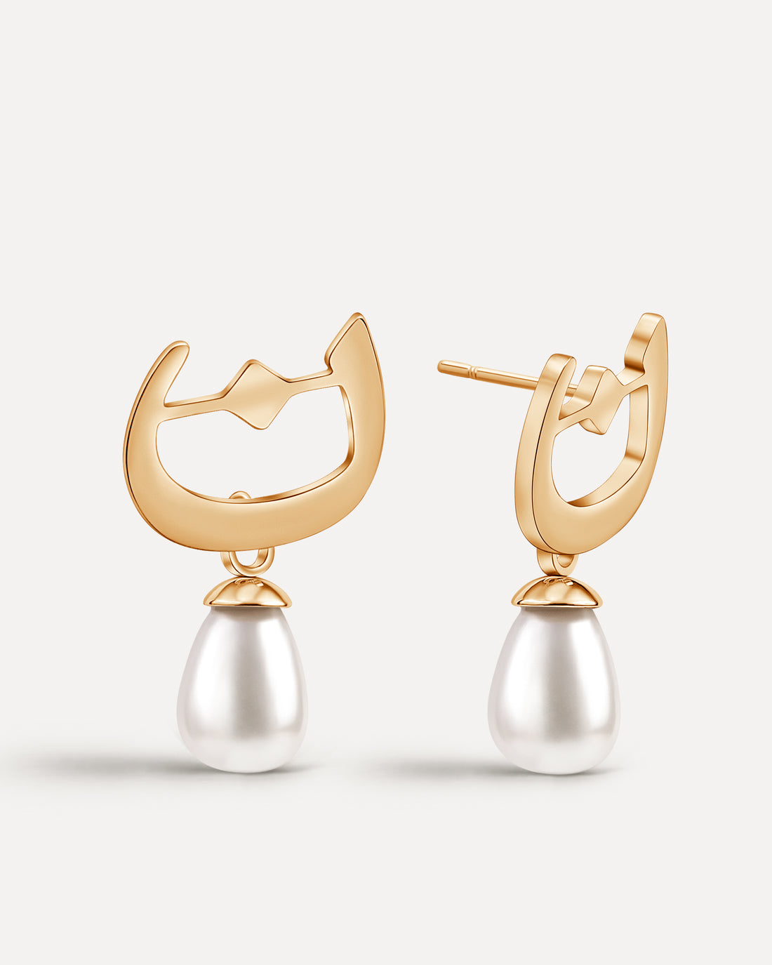 Calligraphed Initial Earrings ن